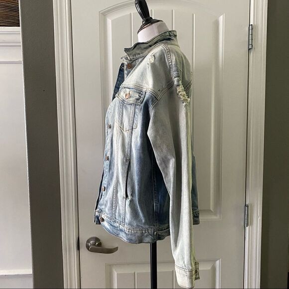 J Brand Distressed Denim Jacket Oversized Wasted - Picture 3 of 15